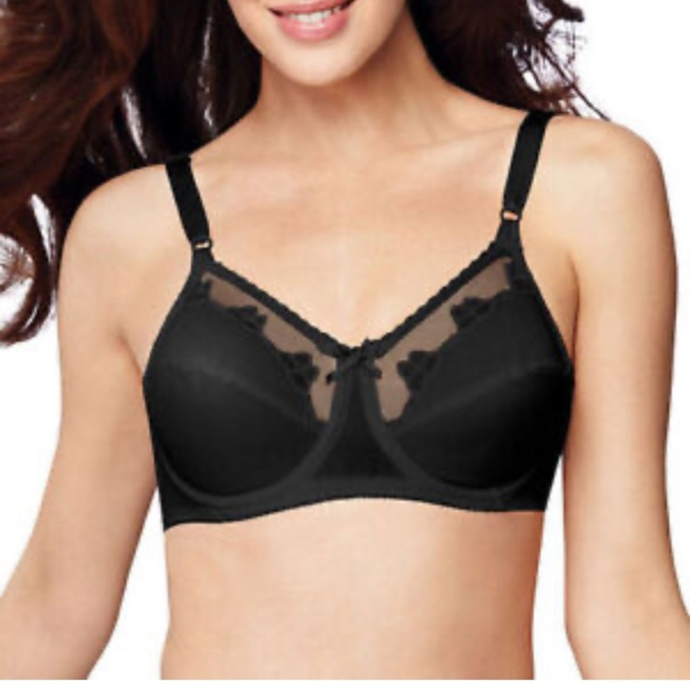 Bali Womens Flower Underwire Unlined Full Coverage Bra,Black Size 38/85 D